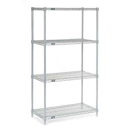 Nexel Nexelate Wire Shelving Starter Unit, Silver Epoxy, 60W x 24D x 86H 24608EP
